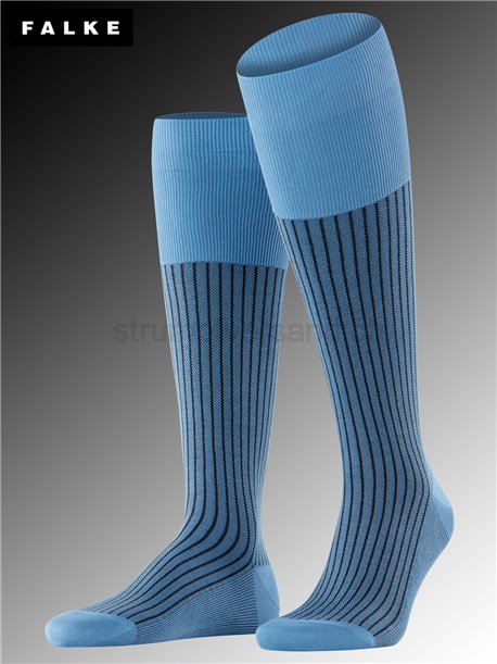 OXFORD STRIPE calzini al ginocchio da uomo di Falke - 6554 cornflower